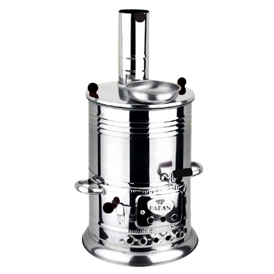 Outdoor Charcoal Samovar Tinplate 135 Oz — Traditional Turkish Tea Urn