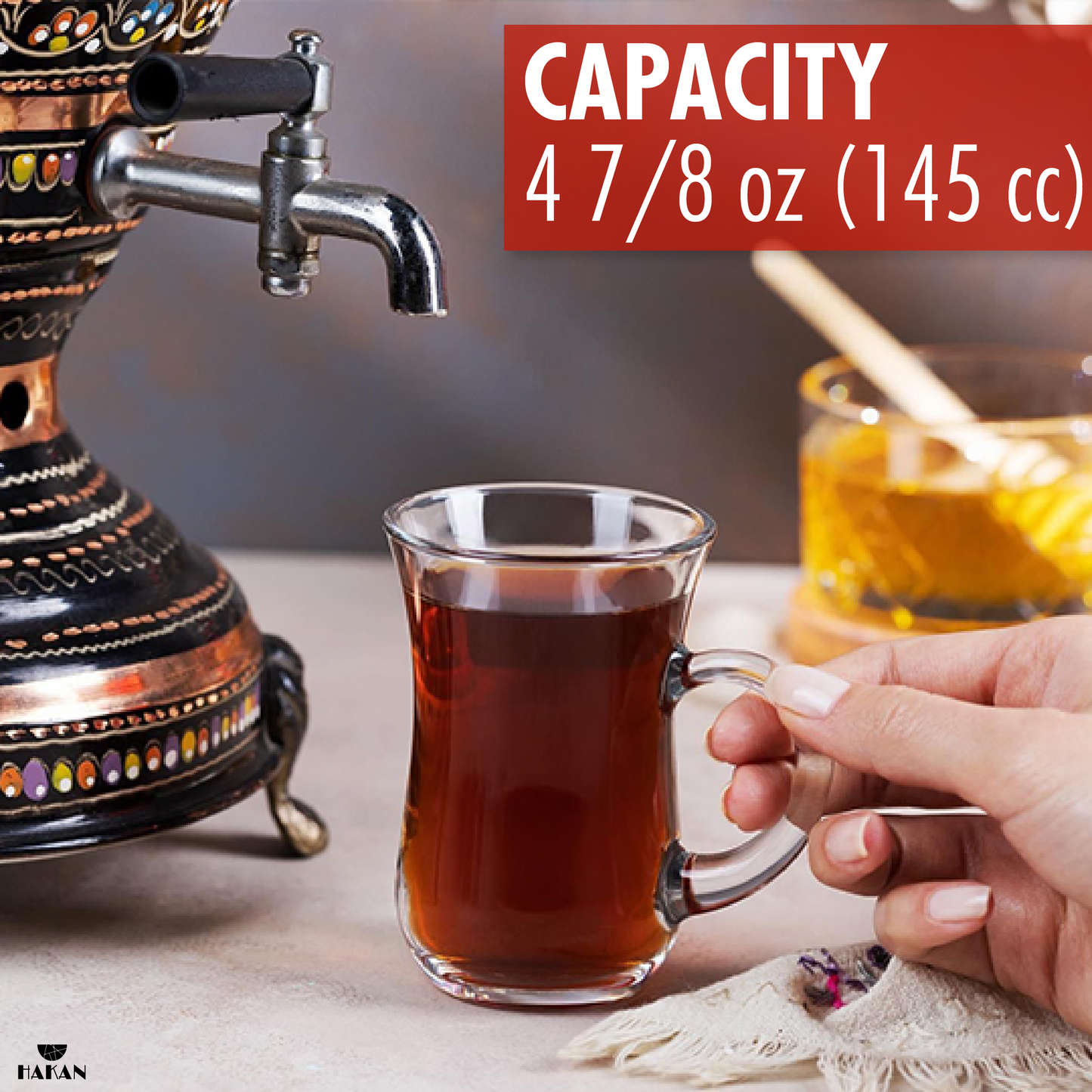 Turkish Tea Cup Set with Handles 6 Piece — Istanbul, 4.9 Oz