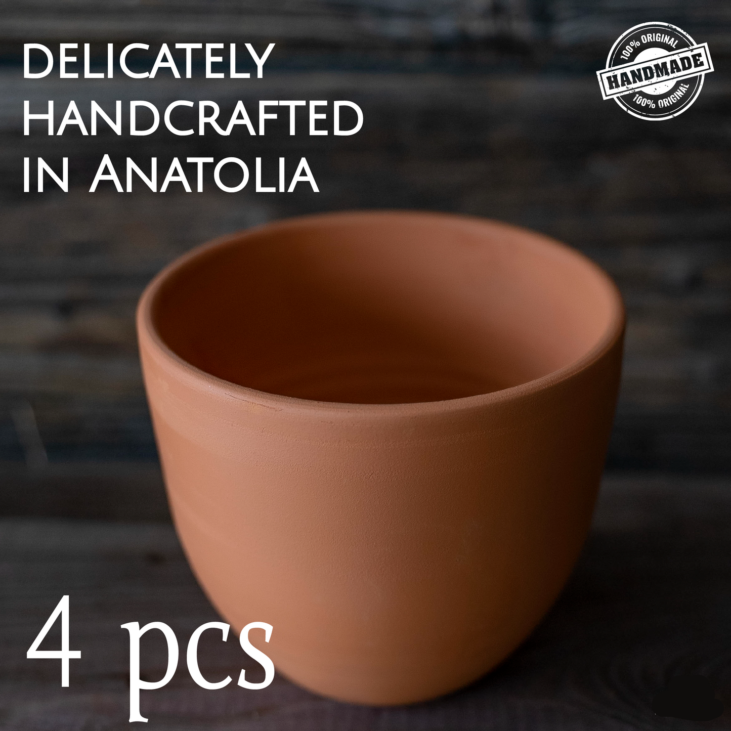 Terracotta Clay Mug Set of 4 — Kapadokya, 16.9 Oz