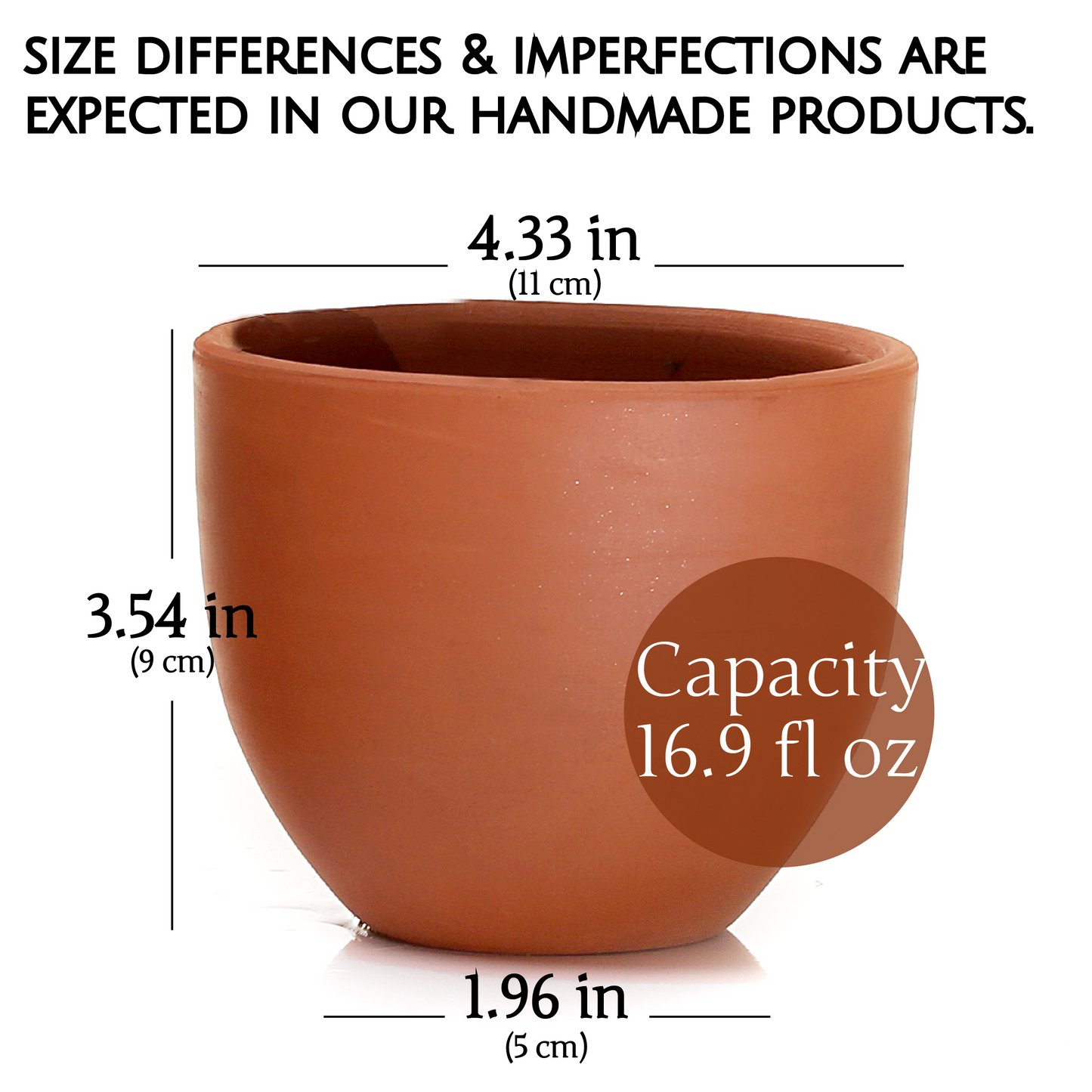 Terracotta Clay Mug Set of 4 — Kapadokya, 16.9 Oz