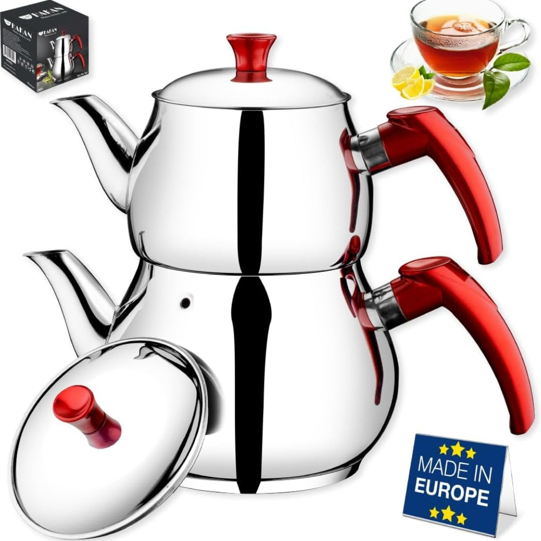 Double Turkish Teapot Set Stainless Steel — Bondy, 3 Sizes
