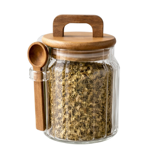 Borosilicate Glass Jar Airtight with Lid and Spoon — 3 Sizes