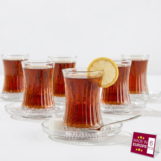 Turkish Tea Glass Set 12 Piece — Tulip Clear Cups