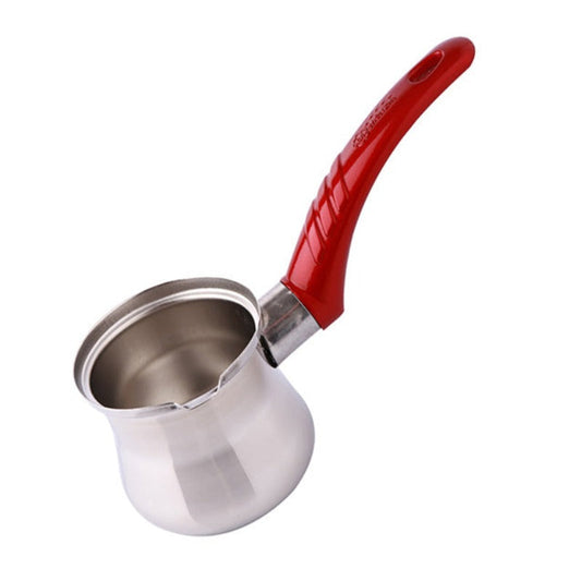Turkish Coffee Pot & Milk Warmer — Stainless Steel, Red Handle