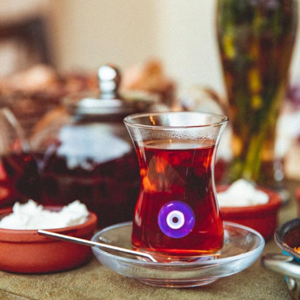 Turkish Teacup Set Nazar 6 Piece — Pasabahce, 4.2 Oz
