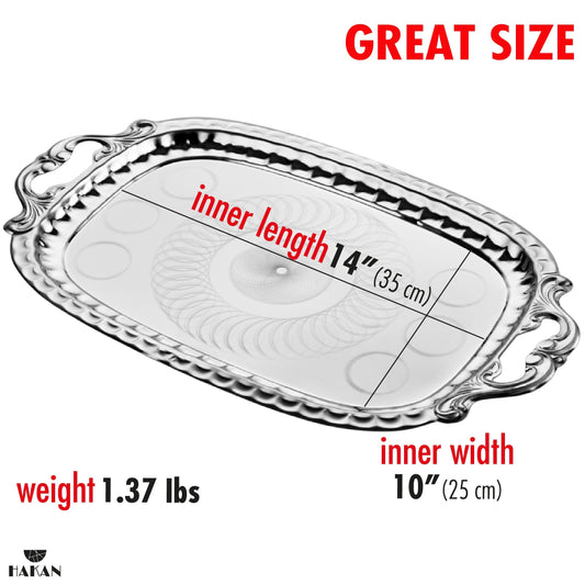 Decorative Tray with Handles — 19 x 11.6 Inch