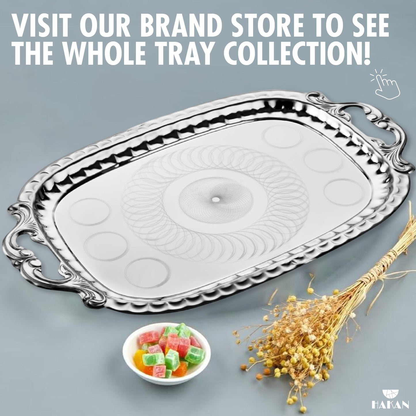 Decorative Tray with Handles — 19 x 11.6 Inch
