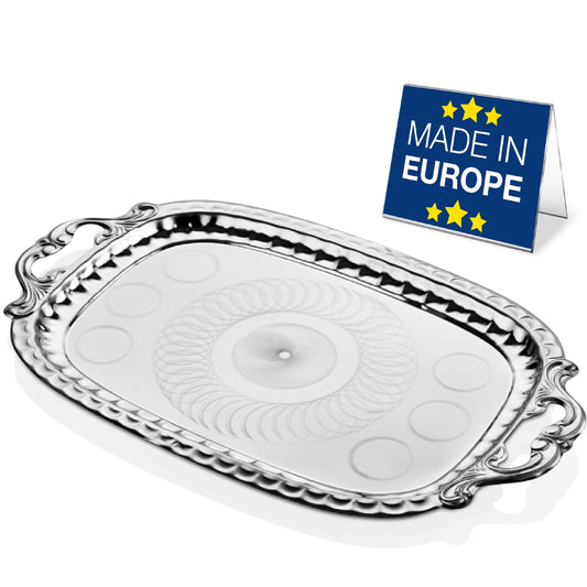 Decorative Tray with Handles — 19 x 11.6 Inch