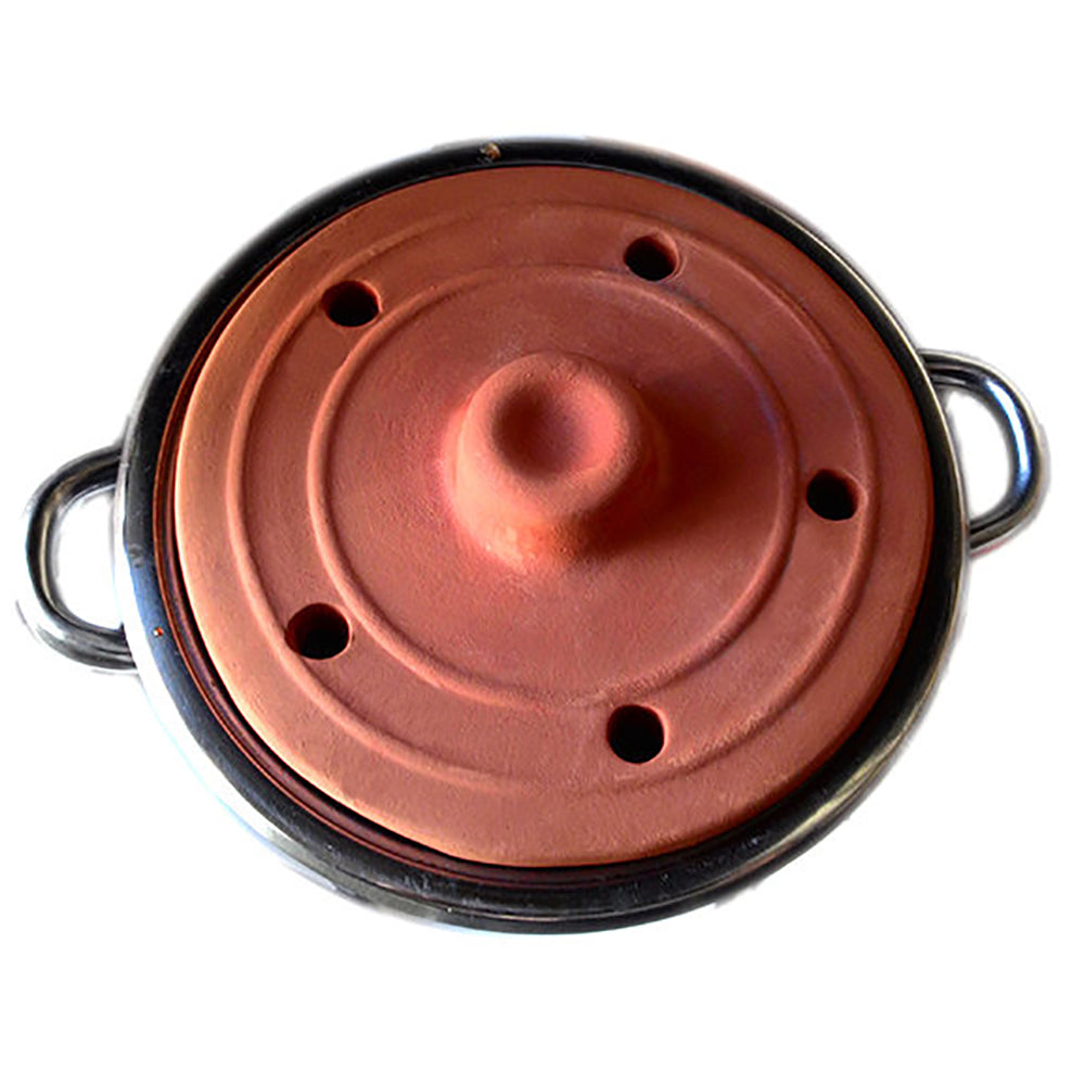 Terracotta Grape Leaf Roll Lid Unglazed — 5 Sizes, 7.1 to 11.8 Inch
