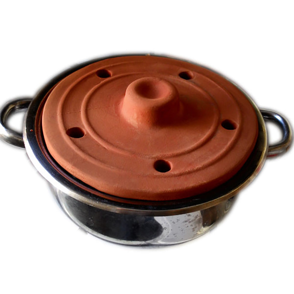 Terracotta Grape Leaf Roll Lid Unglazed — 5 Sizes, 7.1 to 11.8 Inch