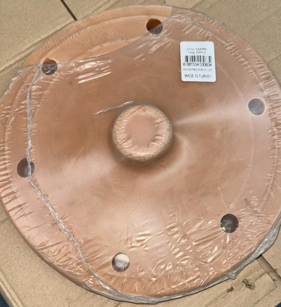 Terracotta Grape Leaf Roll Lid Unglazed — 5 Sizes, 7.1 to 11.8 Inch