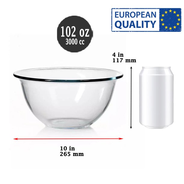 Pasabahce Large Glass Mixing Bowl — 102 Oz