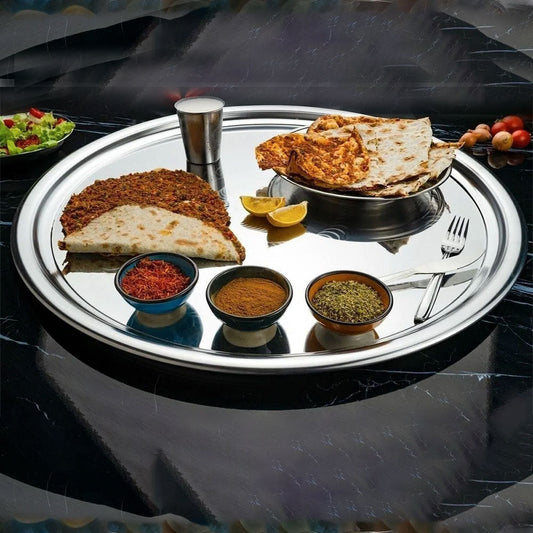 Stainless Steel Round Tray with Swirl Pattern