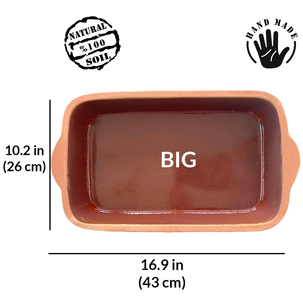 Clay Oven Cooking Pot Glazed Rectangle — Earthenware Tray