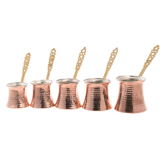 Turkish Copper Coffee Pot Set for Stovetop — 5 Piece