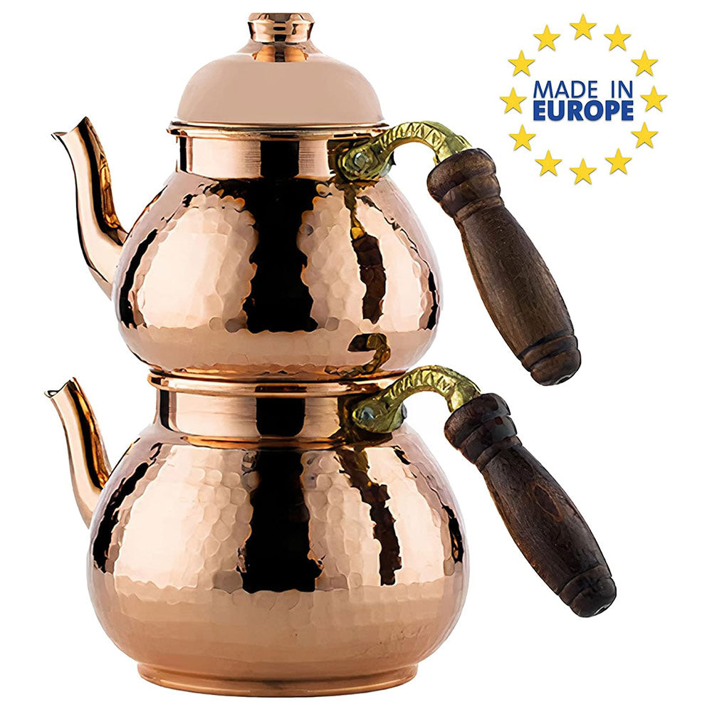 Hammered Copper Samovar Teapot Set Vintage — Decorative