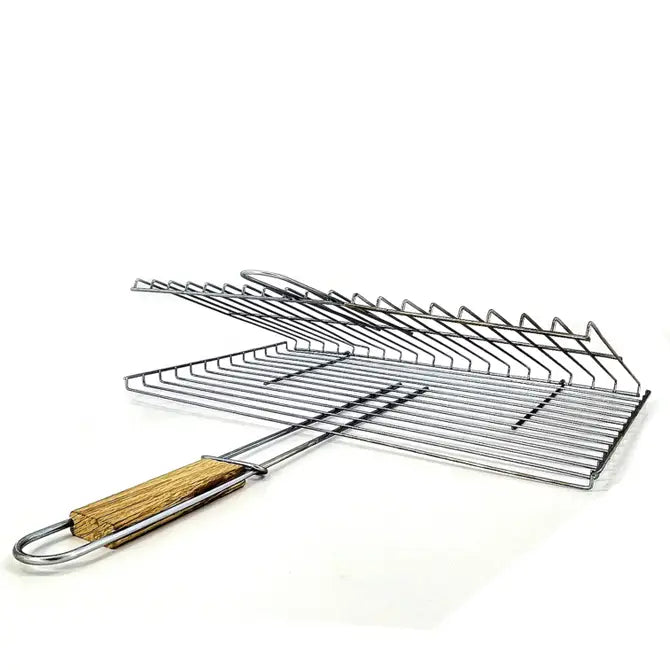 Lockable Grill Basket with Wooden Handle — 11.8 x 15.8 Inch