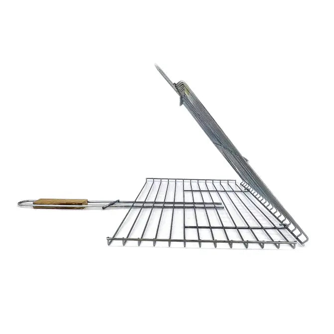 Lockable Grill Basket with Wooden Handle — 11.8 x 15.8 Inch