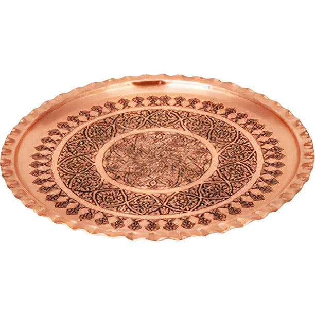 Handmade Copper Tea Tray for Turkish Tea — 13.4 Inch
