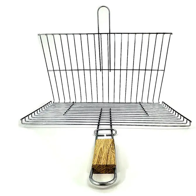 Lockable Grill Basket with Wooden Handle — 11.8 x 15.8 Inch