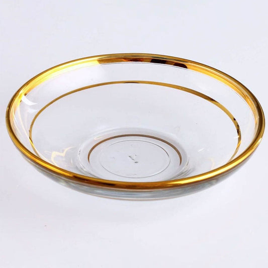 Turkish Teacup Saucers Set with Gold Rim — Pasabahce, 4 Inch