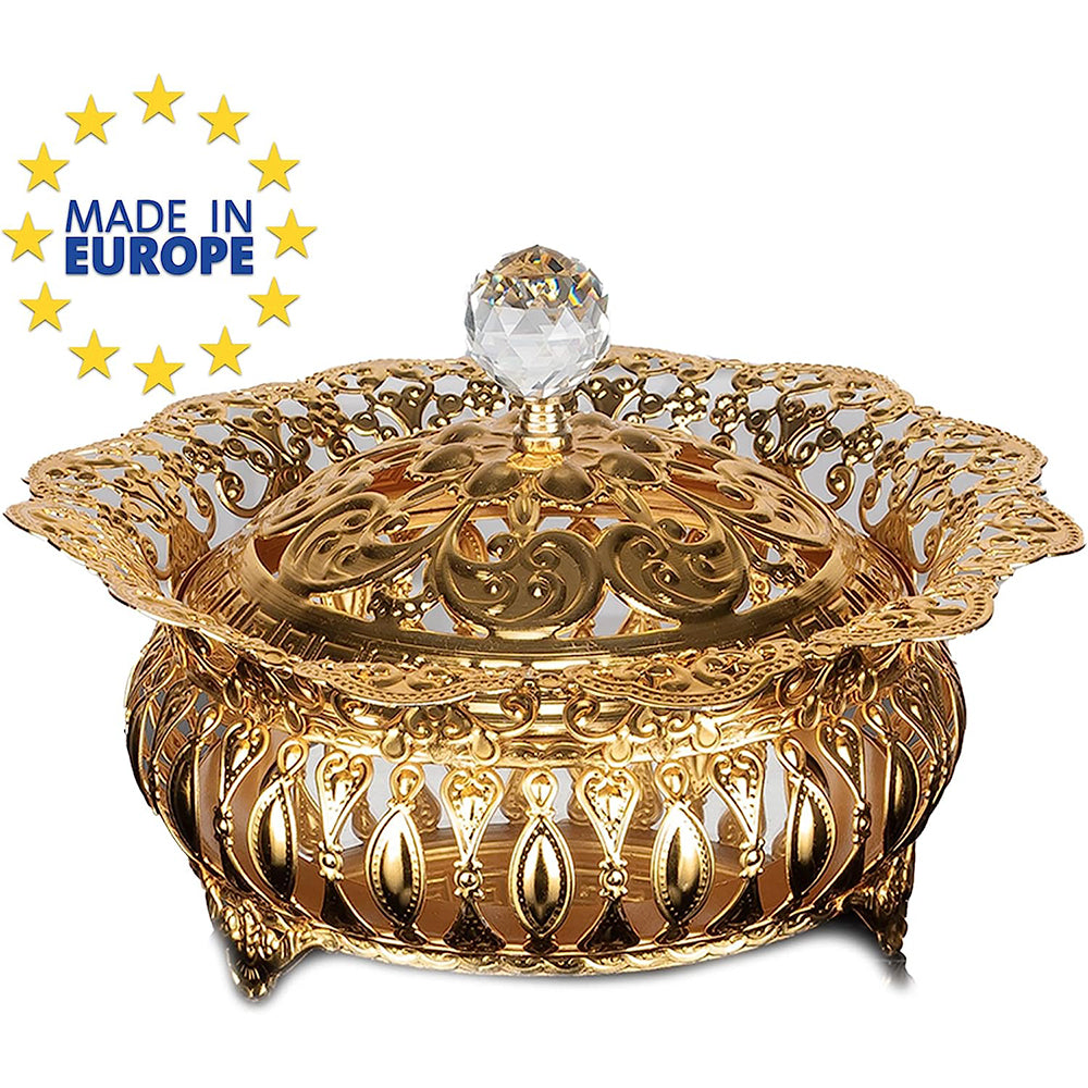 Handmade Fancy Sugar Serving Bowl with Crystal Lid