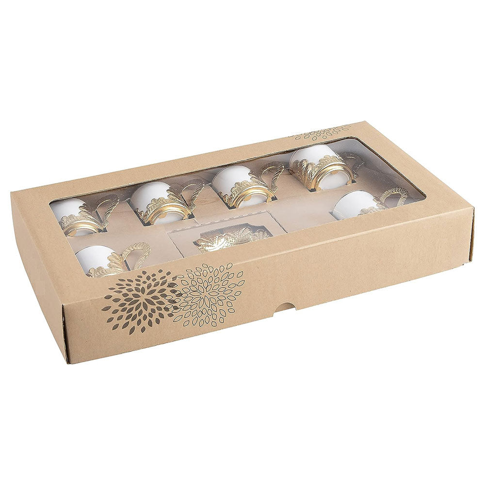 Handmade Turkish Coffee Cup Set Gold or Silver — 18 Piece, 2.36 Oz