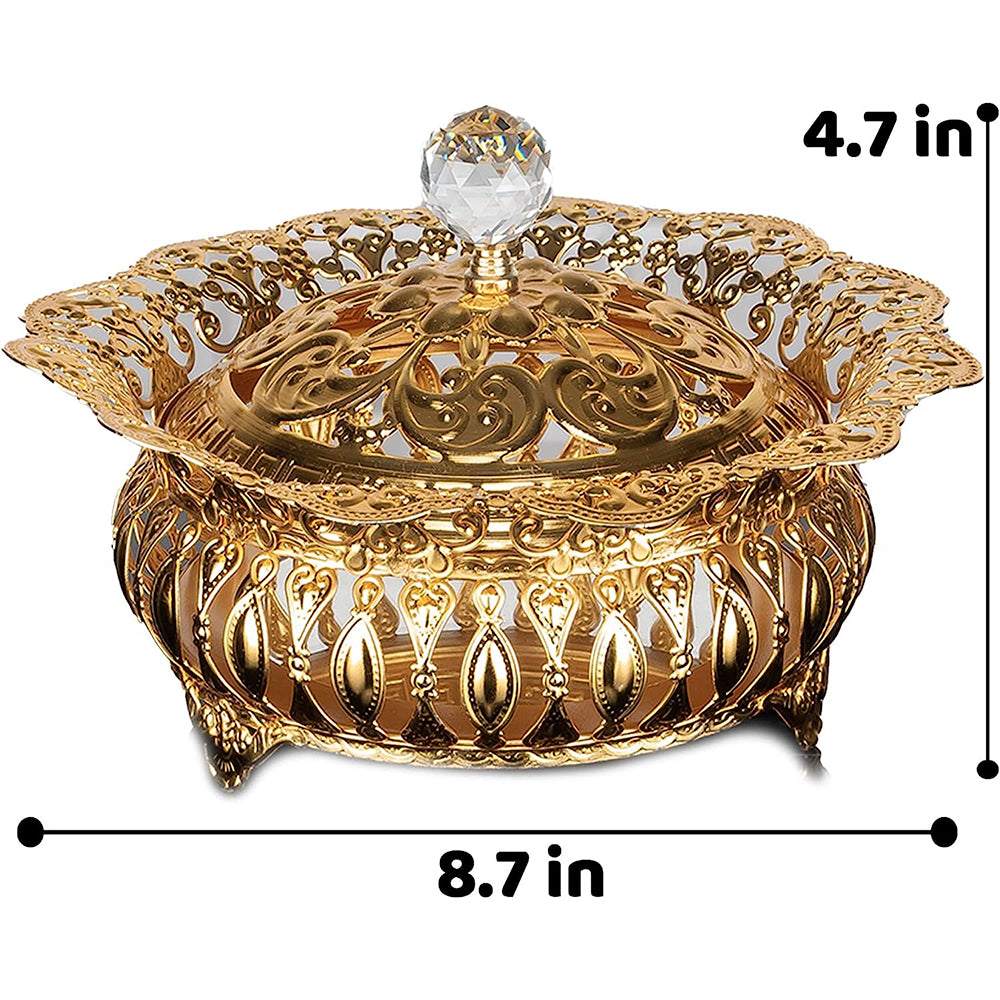 Handmade Fancy Sugar Serving Bowl with Crystal Lid