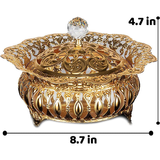 Handmade Fancy Sugar Serving Bowl with Crystal Lid