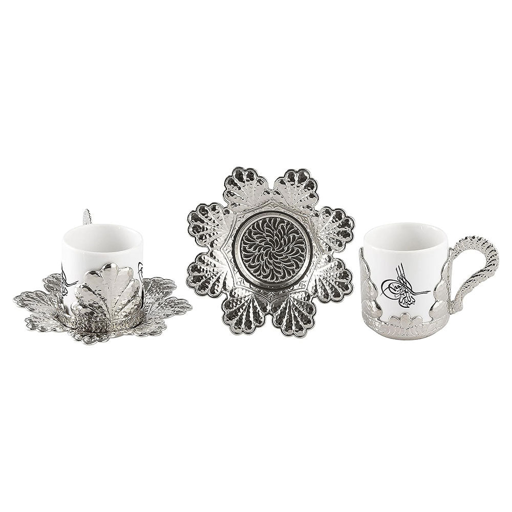 Arabic Coffee Cup Set Handmade with Saucers — 18 Piece, 2.36 Oz