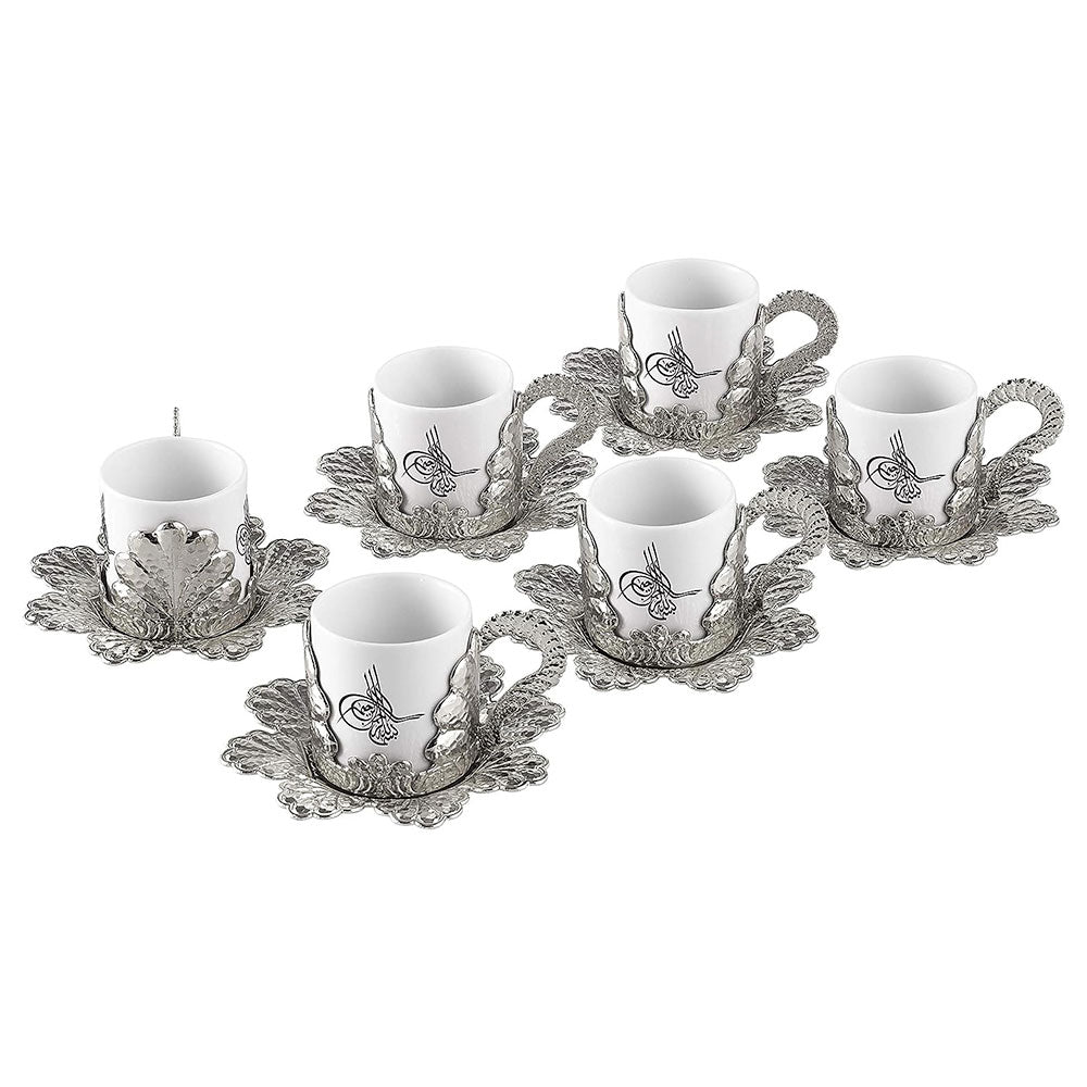 Arabic Coffee Cup Set Handmade with Saucers — 18 Piece, 2.36 Oz