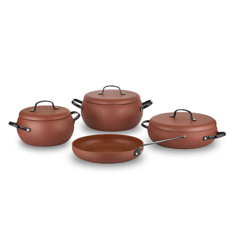 Korkmaz Brown Cookware Set Pots and Pans — 8 Piece