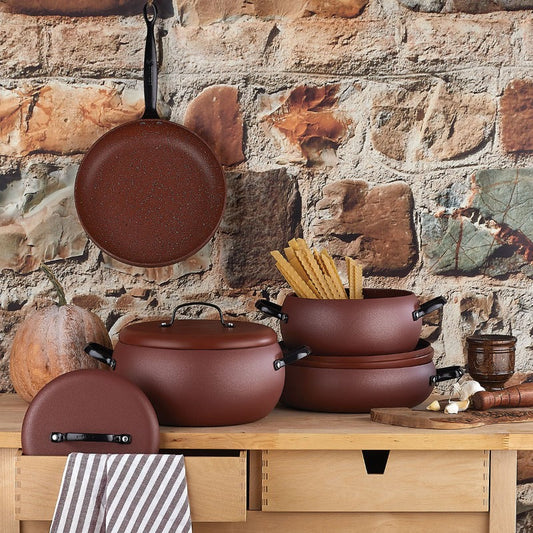 Korkmaz Brown Cookware Set Pots and Pans — 8 Piece