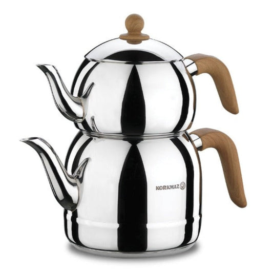 Turkish Teapot Set — Korkmaz Retro, Wooden or Rose Handle