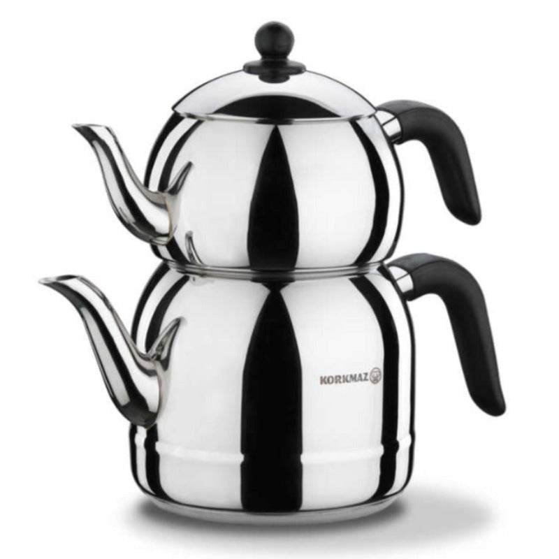 Double Turkish Teapot Set — Korkmaz Retro, 37.1 & 84.5 Oz