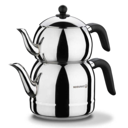 Double Turkish Teapot Set — Korkmaz Retro, 37.1 & 84.5 Oz