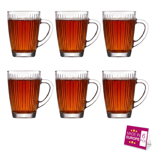 Clear Glass Coffee Mug Set with Handle — 8.5 Oz or 10.1 Oz