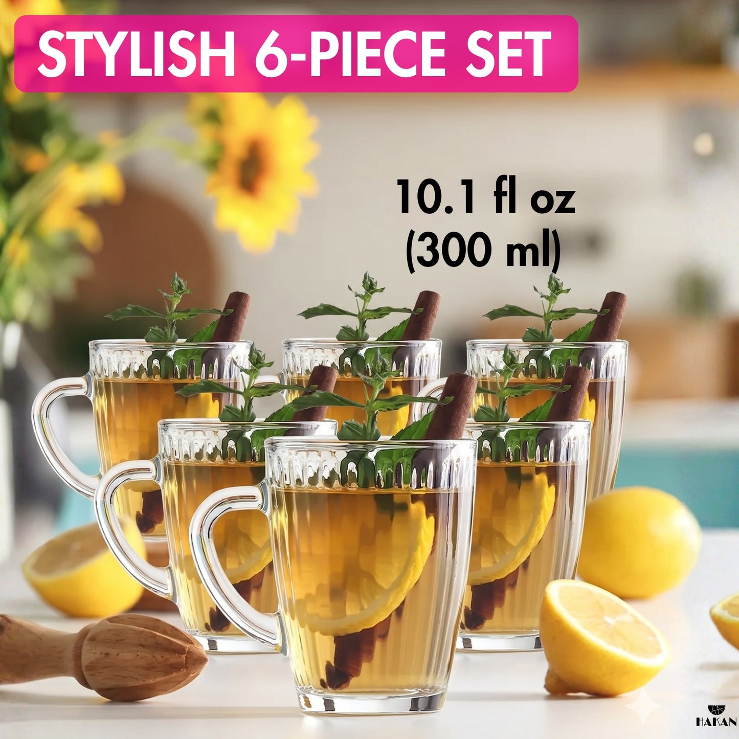 Clear Glass Coffee Mug Set with Handle — 8.5 Oz or 10.1 Oz