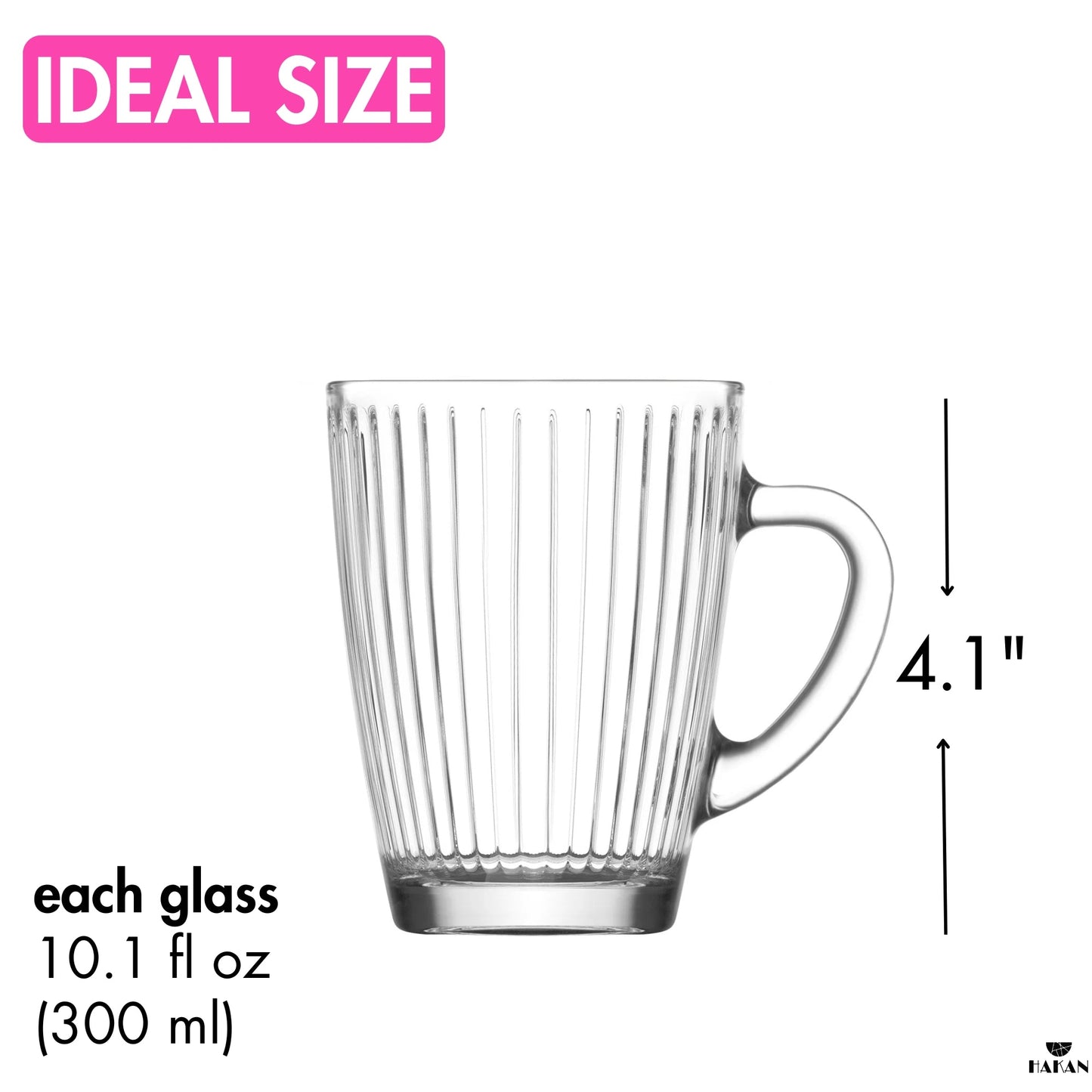 Clear Glass Coffee Mug Set with Handle — 8.5 Oz or 10.1 Oz