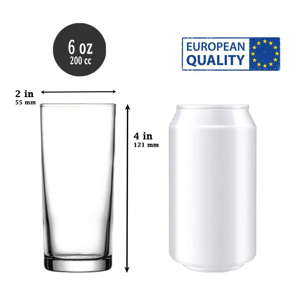Glass Tumbler Set 6 Piece — Pasabahce, 6.7 Oz