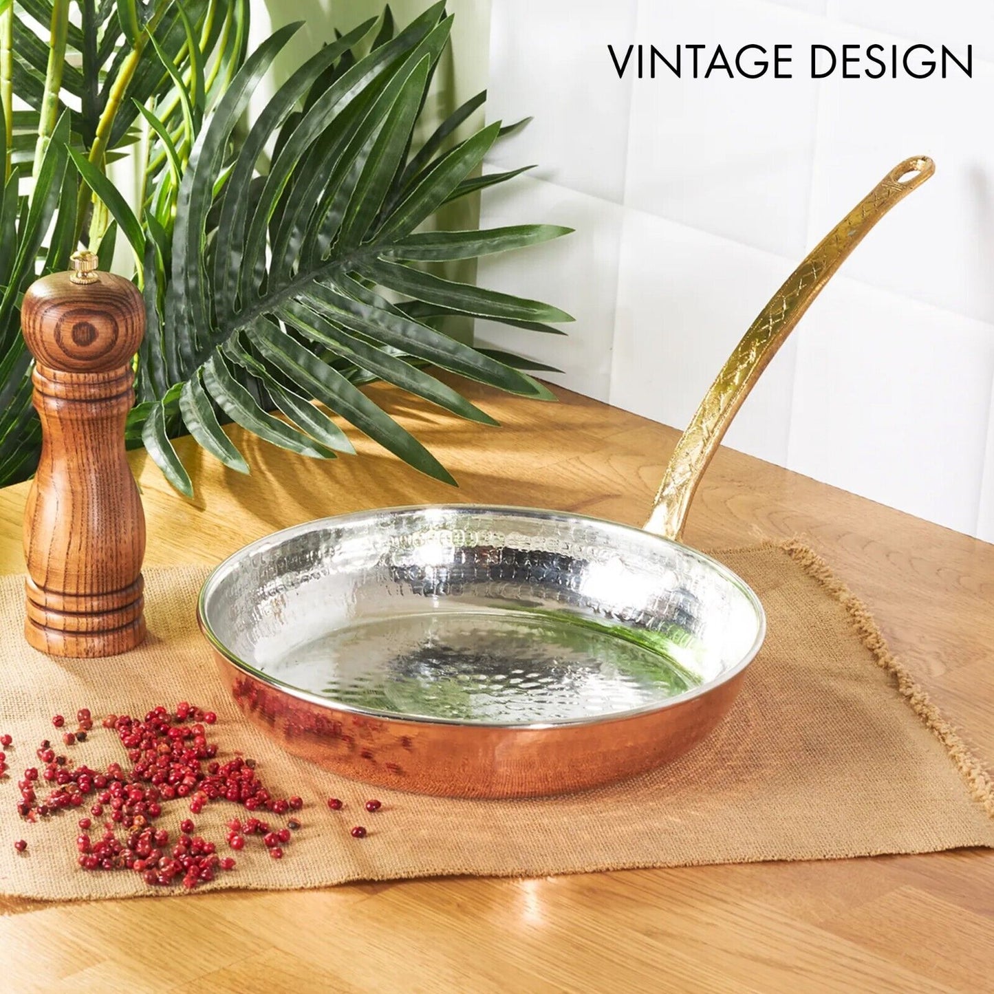 Handmade Hammered Copper Skillet — 5 Sizes, 6.3 to 9.5 Inch
