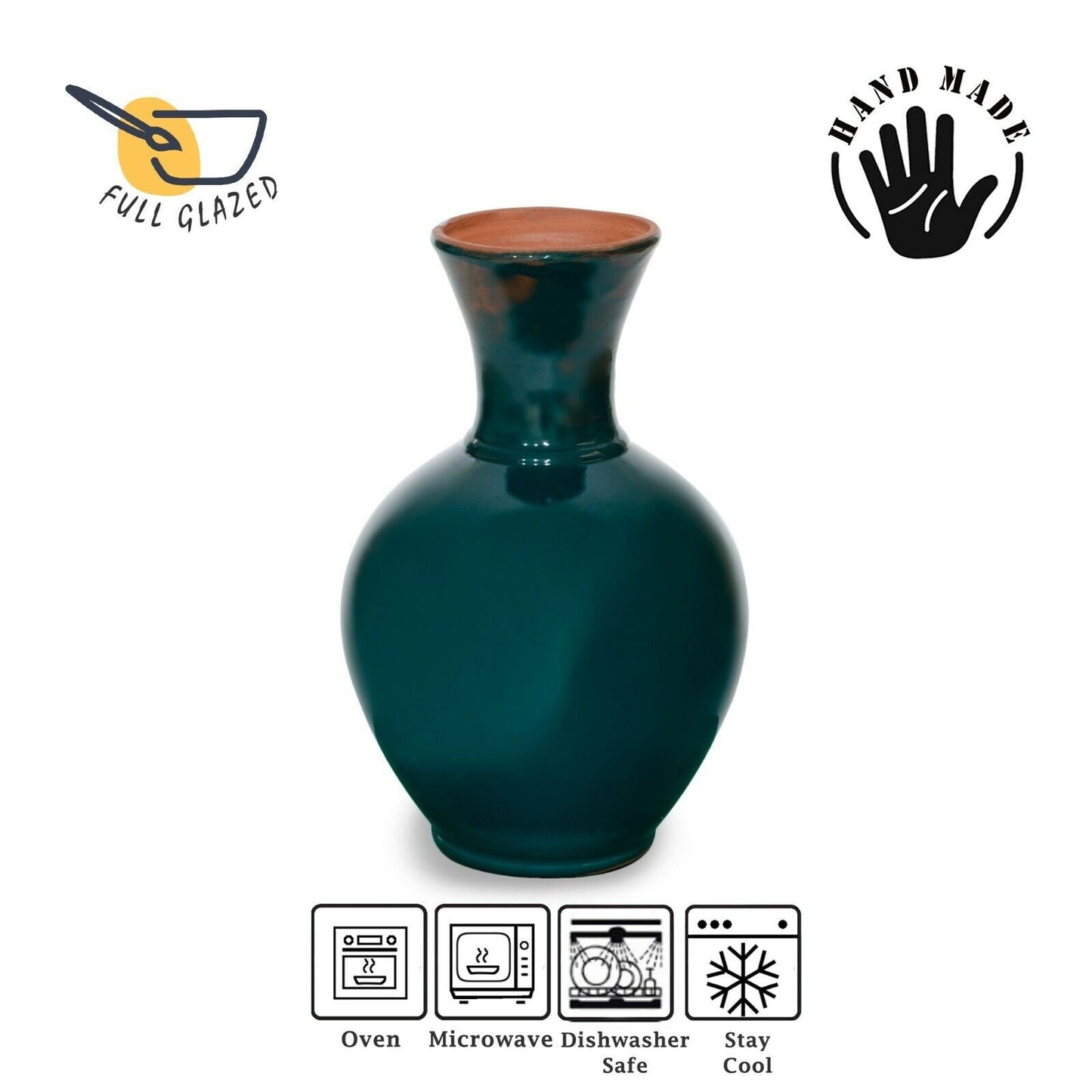 Glazed Terracotta Pitcher and Vase — 76 Oz Dual Use