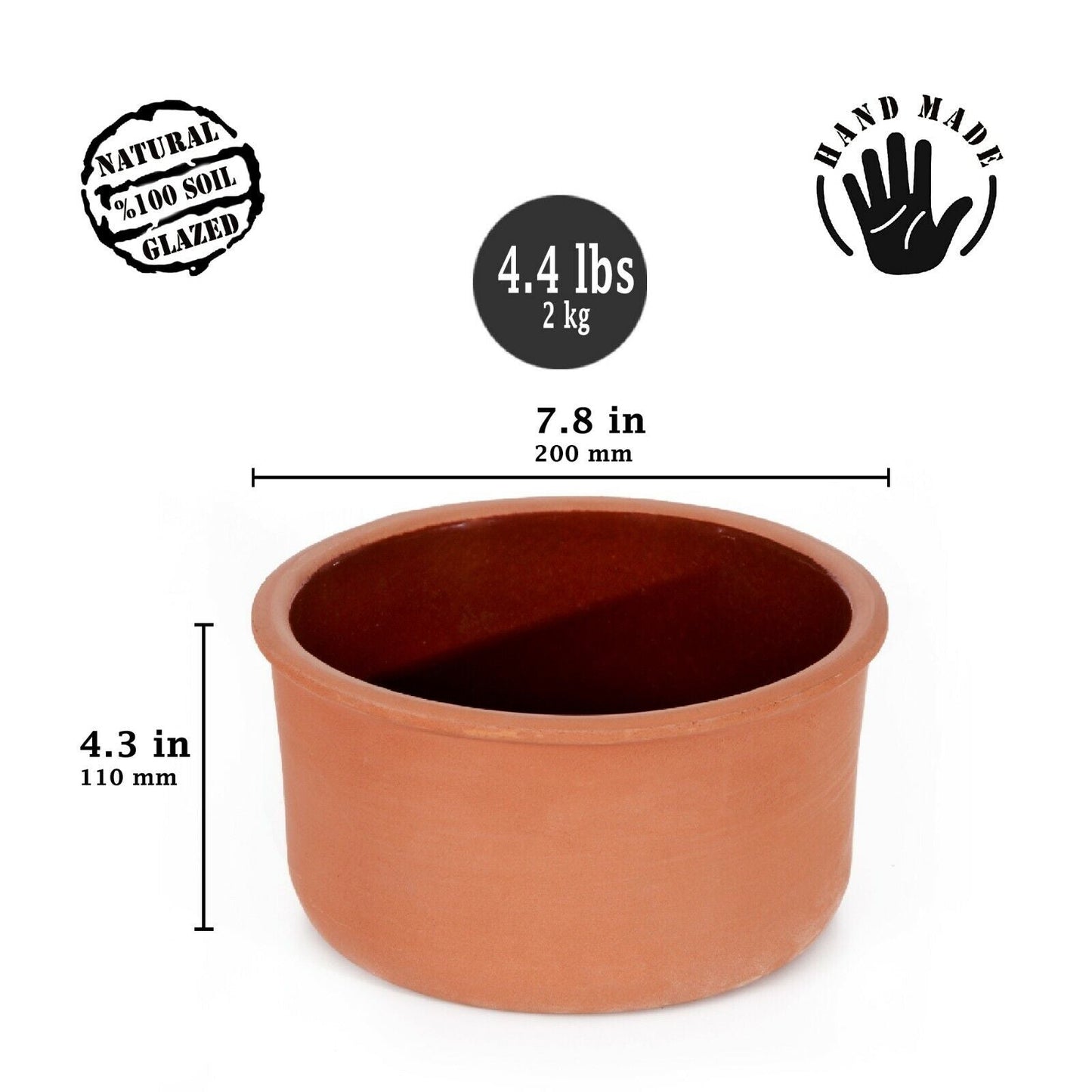 Terracotta Casserole Dish Glazed 2.5 Qt — Traditional Oven Bakeware