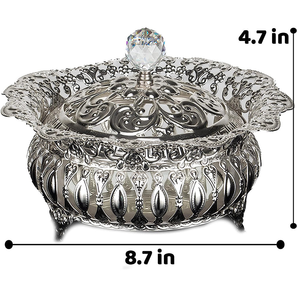 Handmade Fancy Sugar Serving Bowl with Crystal Lid