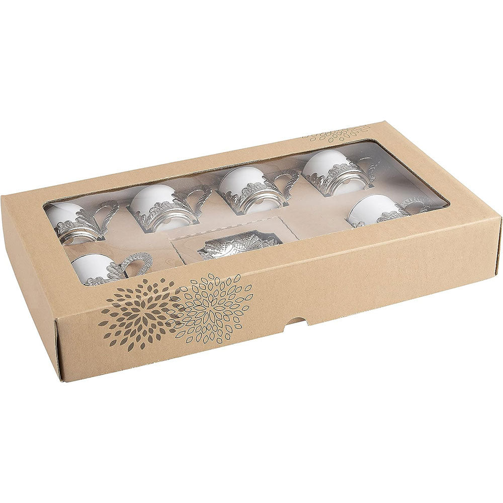 Handmade Turkish Coffee Cup Set Gold or Silver — 18 Piece, 2.36 Oz