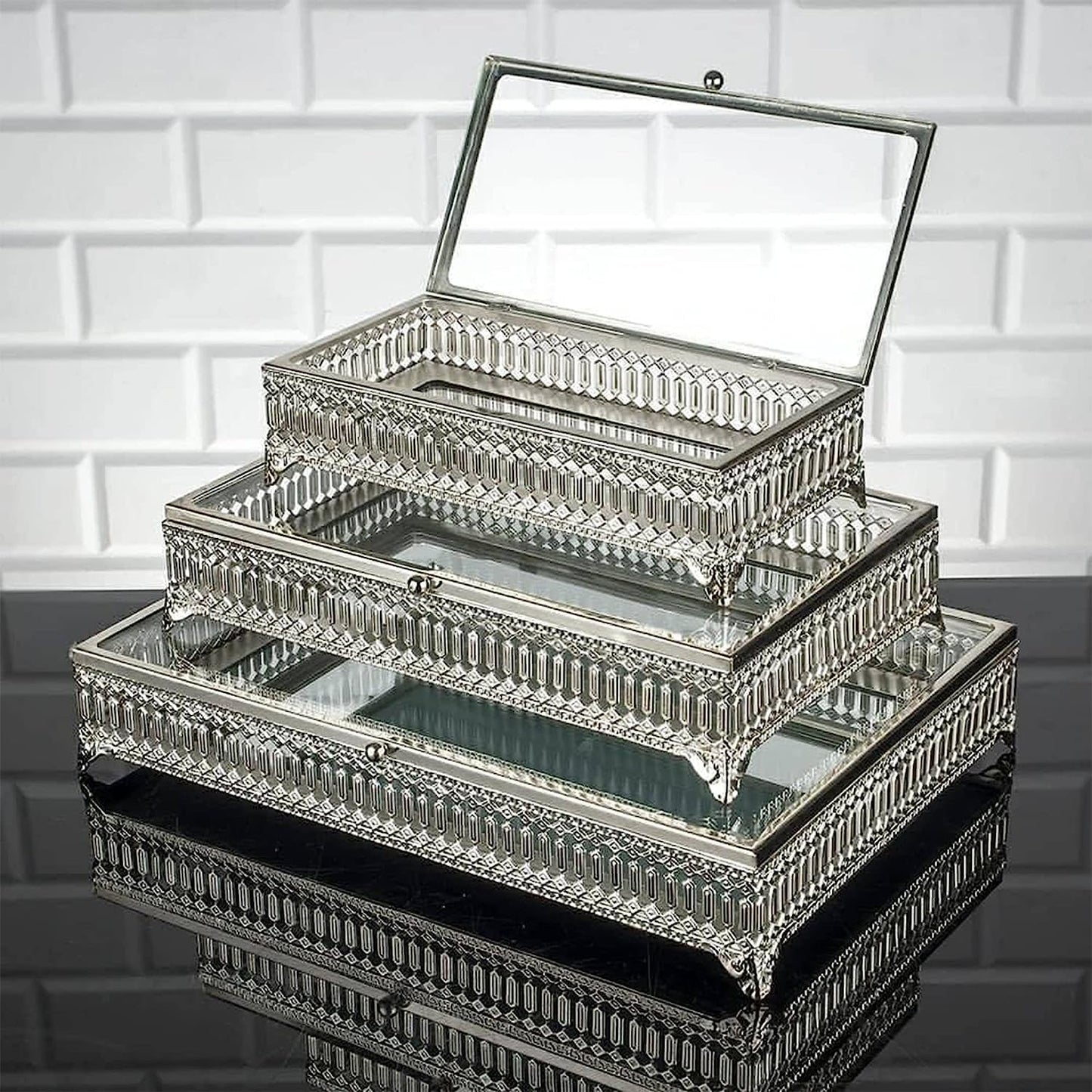 Handmade Metal Display Case with Lid — Decorative Storage