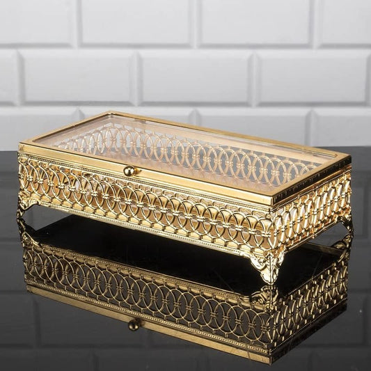 Handmade Metal Display Case with Lid — Decorative Storage