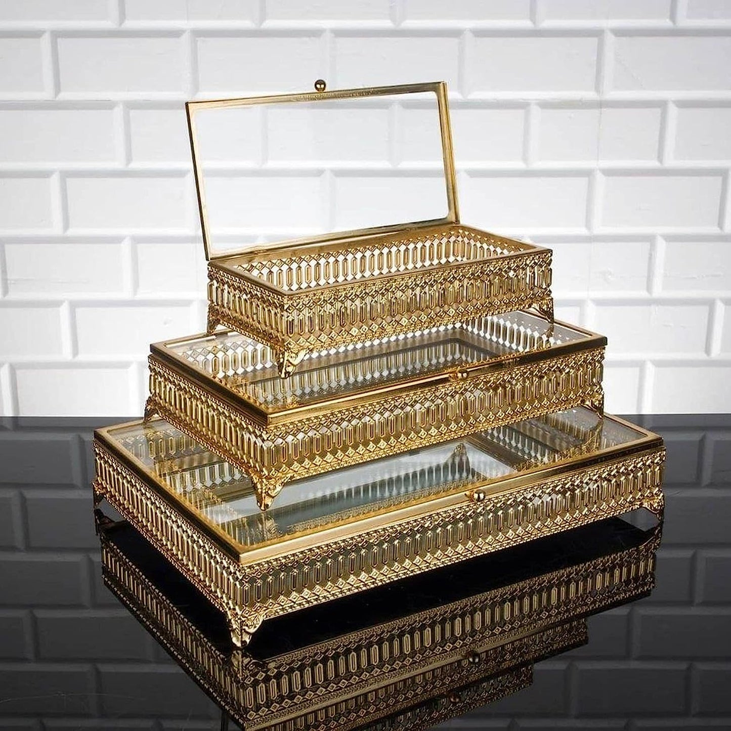 Handmade Metal Display Case with Lid — Decorative Storage